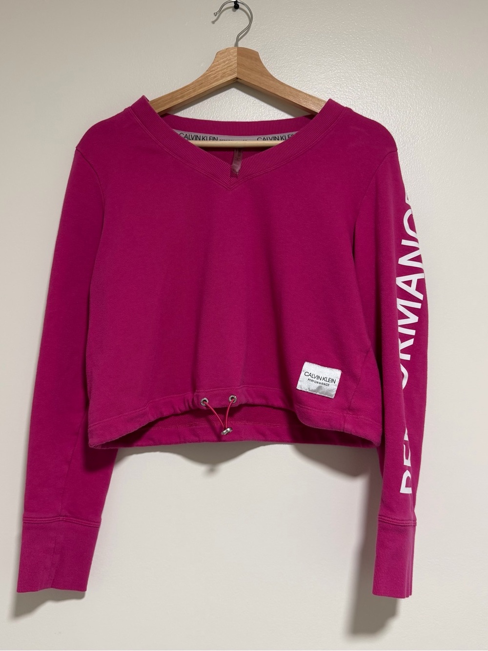 Calvin Klein Performance Women's Bright Pink Cropped Sweatshirt
